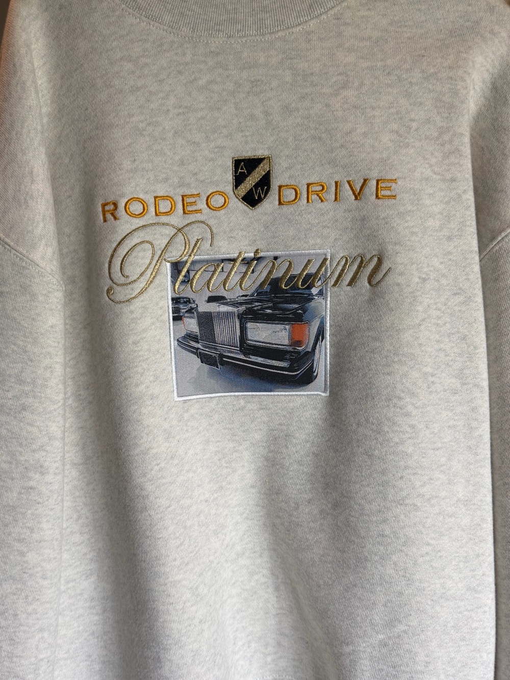 Alexander Wang Light Gray Crewneck with Gold & Black Embroidered Graphic